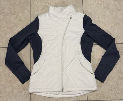 Zero Restriction Women s Jacket Golf White Blue Full Zip Quilted Size Medium