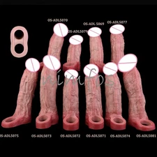 Penis Sheath Male Bigger Sleeve Girth Reusable Condom Extender-Enlarger-Enhancer