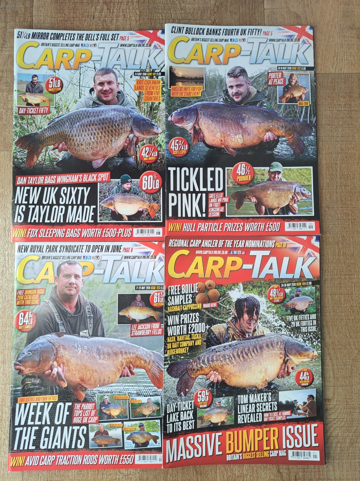 Carp Talk Magazines 4 x issues from May 2016.