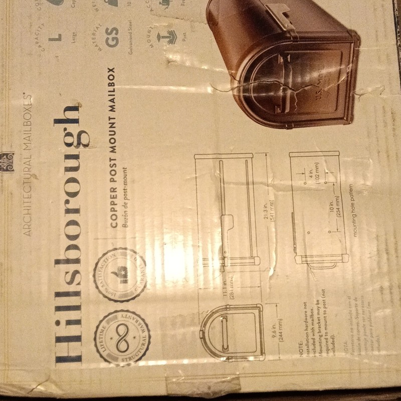 Architectural Mailboxes 5593C-CG-10 Hillsborough Post Mount Mailbox Large Copper