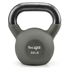 Yes4All 50 LB Neoprene Coated Cast Iron Kettlebell Wide Grip Handle