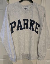 Parke Womens Sweatshirt Heather Gray Size L/XL Varsity Mockneck Cotton Blend