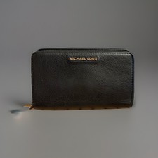 PREOWNED: Michael Kors Black Zip-Around Wallet for Women with Credit Card Slots