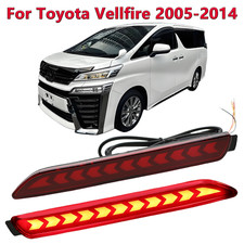 2 PCS Full LED Rear Bumper Reflector Lights Kit For Toyota Vellfire 2005-2014