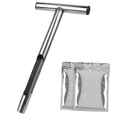 12 Inch Soil Probe, Stainless Steel Soil Sample Probe with 2 Bags, T-Handle