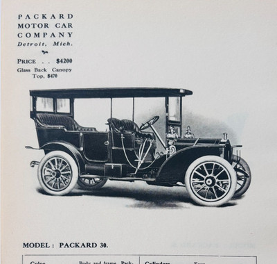 1908 Packard Motors Model 30 Vehicle Catalog Advertisement Automobilia F17M2
