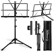 Music Stand 2 in 1 Dual-Use Folding Sheet Music Stand  Desktop Book Stand