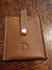 VTG Unisex British Tan Pebbled Leather Snap Card Holder   Initial D