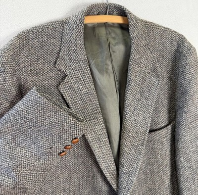 Tweed Blazer Men 42R Gray Wool Herringbone Unstructured Donegal Fleck Sport Coat