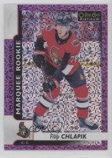 2017-18 O-Pee-Chee Platinum Marquee Rookies Violet Pixels Filip Chlapik #159 eu5