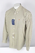 Cinch Men's Classic Fit Button Shirt Long Sleeve White Green Geo Print