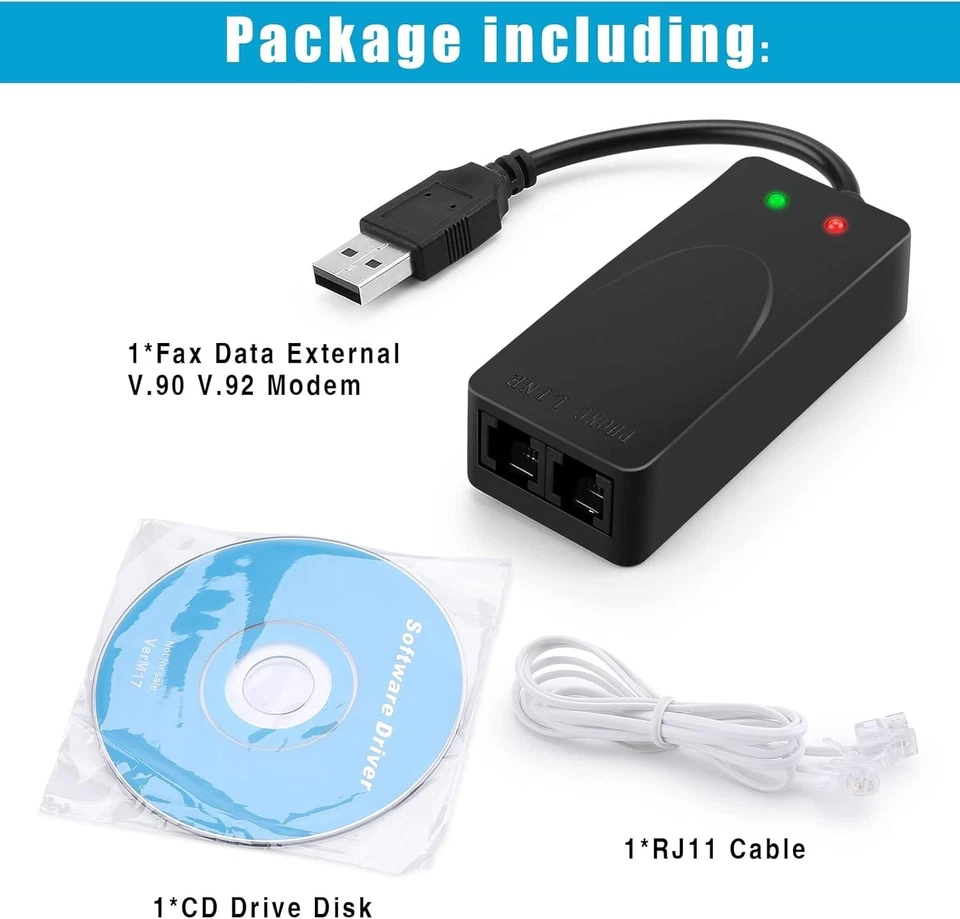 External USB 2.0 3 in 1 Data Voice Dial Up Modem 56K V.92 V.90 CX93010 Receiv... - Image 4 of 4