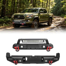 New Steel Front + Rear Bumper W/winch Plate&lights For 2016-2023 Toyota Tacoma