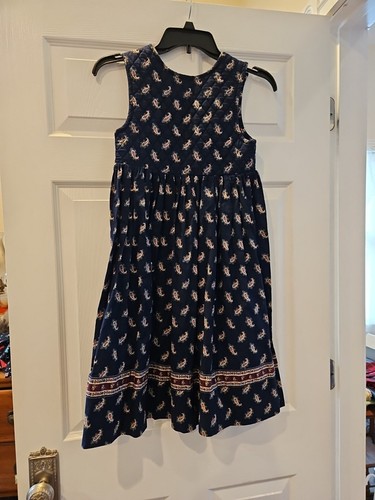 Abito bambina vintage Vera Bradley Designs trapuntato taglia grande pensionato blu navy - Foto 5 di 8