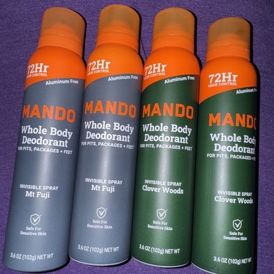 Lot Of 4 Mando Whole Body Deodorant 2 Mt. Fuji 2 Clover Woods Each 3.6 oz