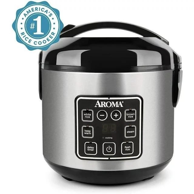 Aroma 8-Cup (Cooked) Rice & Grain Cooker, Steamer, New Bonde