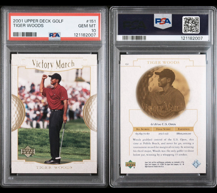 Tiger Woods 2001 Upper Deck Golf PSA 10 #151 Victory Match view 3
