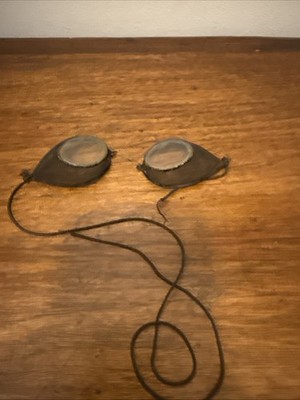 Antique Artillery or Railroad Cinder Goggles Wire Mesh & Clear Glass