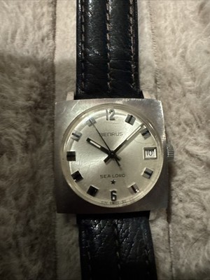 Vintage Benrus Sea Lord 30mm Tank Manual Wind Men's Watch Running Well!