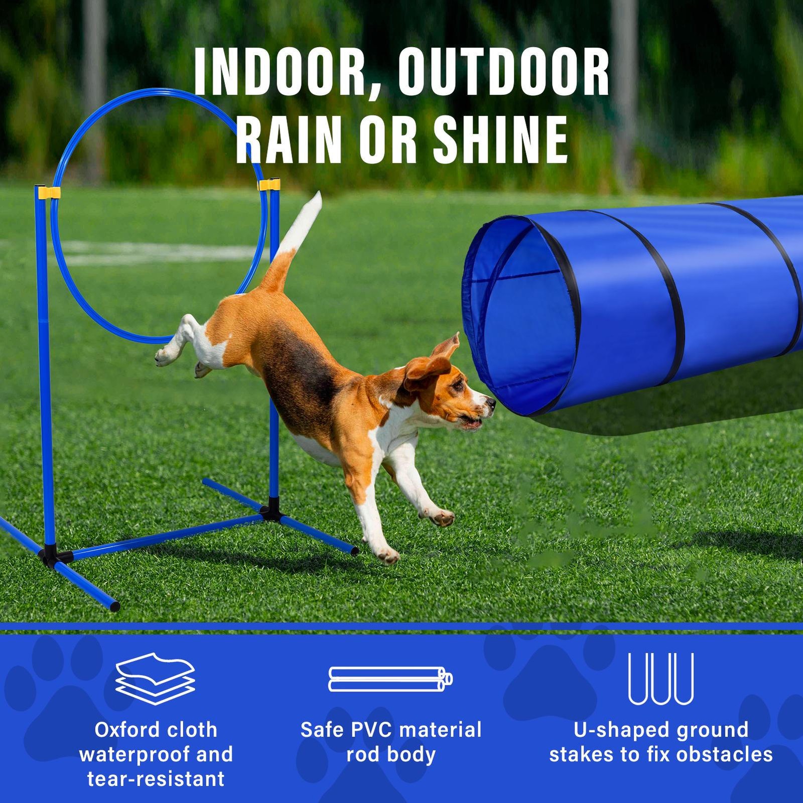 Dog Agility Training Kit Pet Obstacle Course Equipment Backyard 7pcs Set