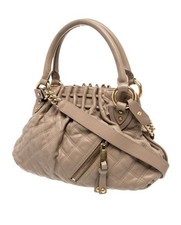Marc Jacobs Stam Leather Bag Large Tote Taupe Quilted 