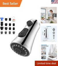 Pull Down Spray Head for Kitchen Faucet, 3-Function Spray Nozzle with 15 Adap...