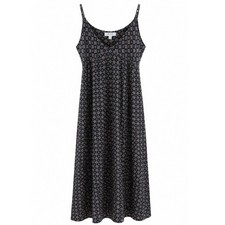 Beceel Midi Dress Women L Spaghetti Strap Black Boho Casual Flowy