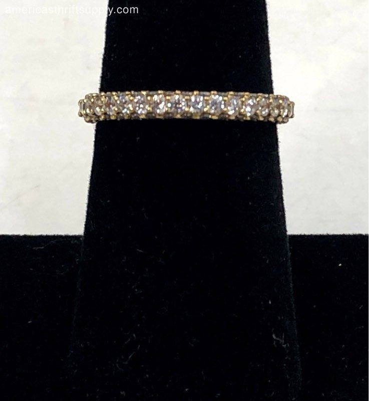 Pandora Gold-Tone Pave Eternity Ring Size 6 - 2.26g