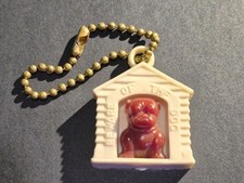 Vintage Plastic Bulldog In Doghouse Keychain Charm