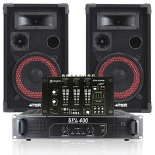 Vonyx 8" DJ Disco Party Speakers PA Amplifier Mixer System 500W UK Stock