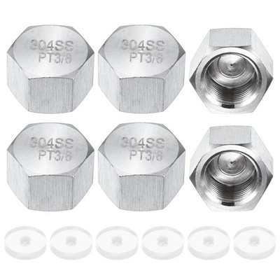 6-Pack Hex End Cap, 3/8 Inch PT Female Thread Pipe Fitting