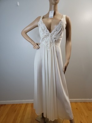 Vintage Olga Ivory Nightgown Lace Detail Style 98280 Size XL