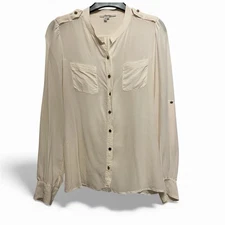 Gérard Darel Chemisier Cream Silk Shirt Blouse Top Size Uk 12 Eu 40