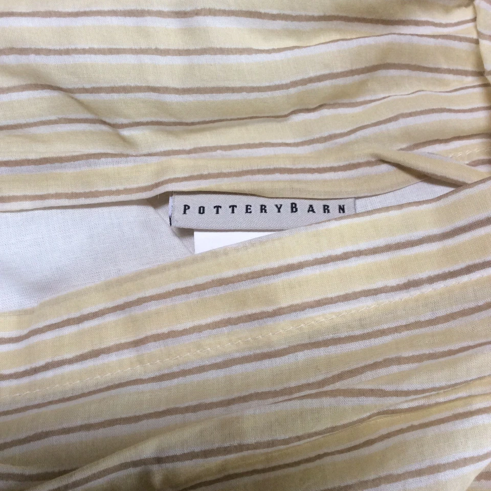 Par de 2 fundas Euro Pottery Barn acolchadas bloque amarillo floral y rayas casa de campo Foto 4 de 4