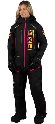 FXR Recruit F.A.S.T. Insulated Womens Snow Monosuit Blk/Raspberry/Hi-Vis