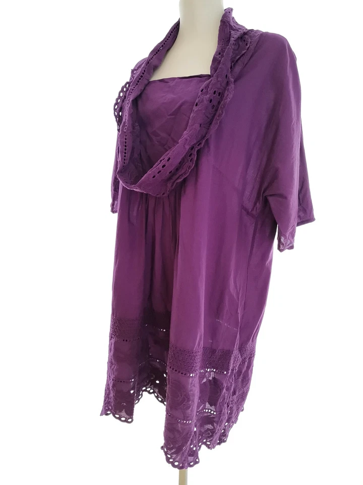 Replace T. 46-48 Morado Longitud hasta la rodilla Vestido recto Algodón 100% Ma - Imagen 2 de 4