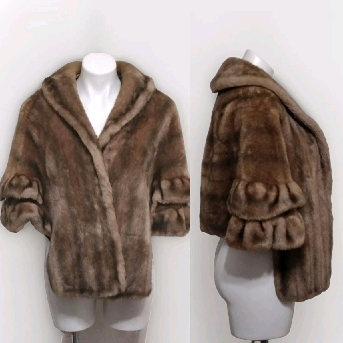LWC 50's Vintage Women's Mobwife Faux Fur Wrap Formal Capelet OS
