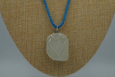 Ice Aqua Sea Glass Pendant: Rounded Rectangle Shape P 150 