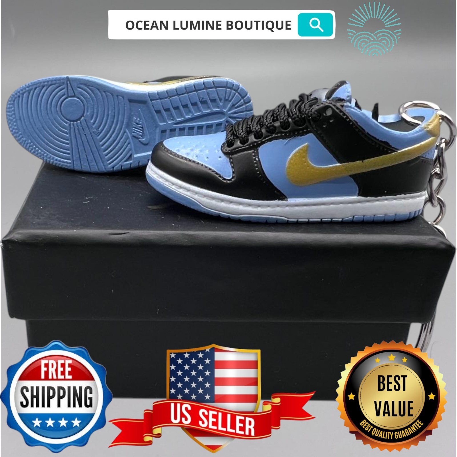 SB DUNK 3D Mini Sneaker Keychain, Jordan Sneaker Collectible, Box Options