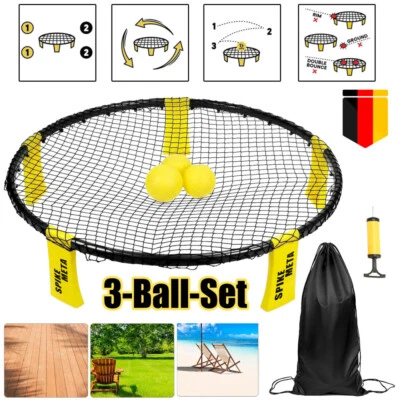 SPIKEMETA NEU! Outdoor Spikeball Set mit Netz, Bälle & Tasche für Garten Strand Spielspaß