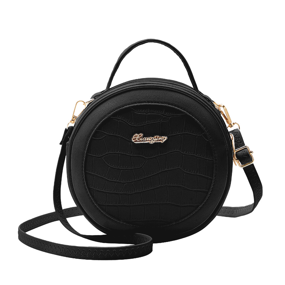 Women Round Shoulder Bag Alligator PU Circle Zip Crossbody Handbag (Black) eBay