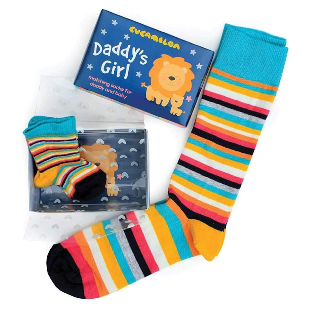 Cucalemon Daddy and Me Matching Striped Gift Boxed Socks Father's Day Gift Idea