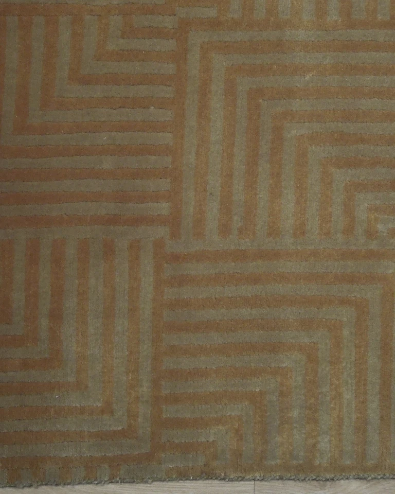 Alfombra Hecha a Mano de Lana Moderna Marrón Claro Terracota 6x9' Dos Tonos B-79929 Foto 3 de 4