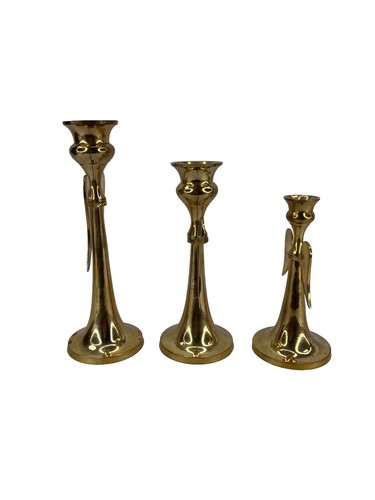 VTG Set Of 3 Angel Wings Candle Stick Holders Brass in 3 Sizes For Taper Candles - Picture 5 of 15