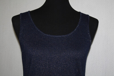 Chico's Sz 1 Navy Blue Metallic Sparkle Sleeveless Tank Top | eBay