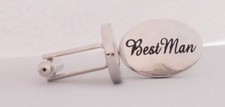 BEST MAN SCRIPT SILVERTONE CUFFLINKS