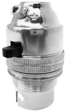 BC B22 Light Bulb Lamp holder 1/2" Earthed in Polished Chrome Switched (A38C)