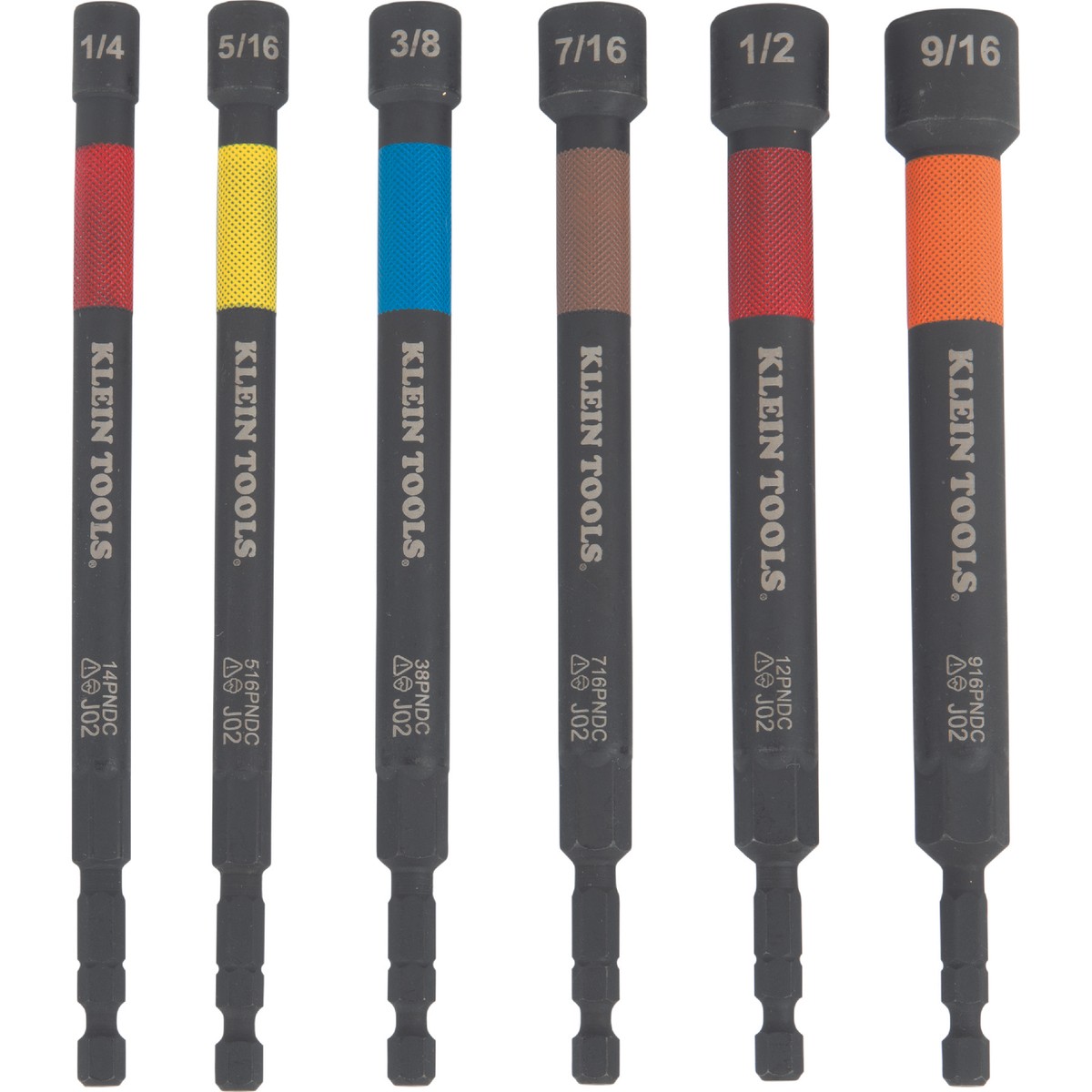 Klein Tools 32930 Magnetic Color-Coded Power Nut Setters Set, 6 Pc 