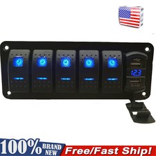 6 Gang Toggle Rocker Switch Panel Dual Usb For Car Boat Marine Rv Truck Us Ship