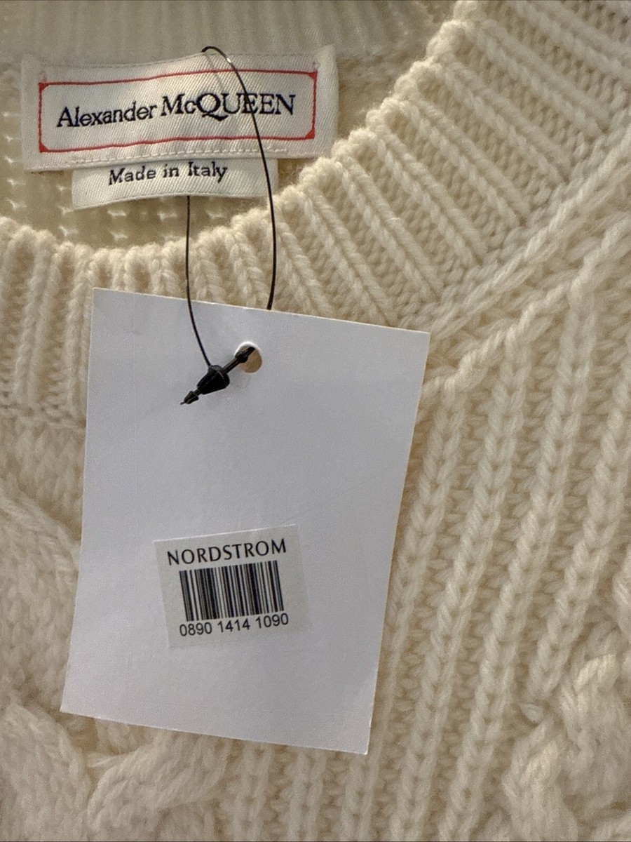 NWT ALEXANDER McQUEEN Chunky Ivory Cable Knit Peplum Wool